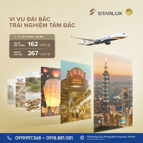 Vé Máy Bay Đi Đài Bắc Starlux Airlines 2026: Chỉ Từ 162 USD
