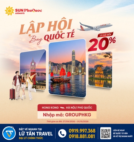 Sun PhuQuoc giảm đến 20% vé nhóm đi Hong Kong