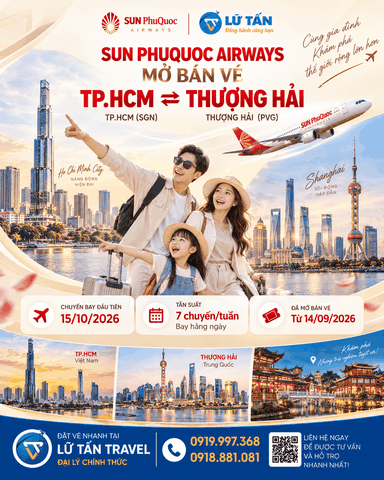 Sun PhuQuoc mở đường bay TP.HCM - Thượng Hải