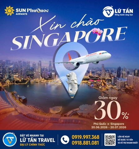 Sun PhuQuoc Airways giảm vé Phú Quốc Singapore 2026