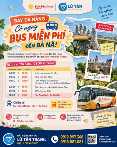 Bay Đà Nẵng nhận bus miễn phí đến Bà Nà
