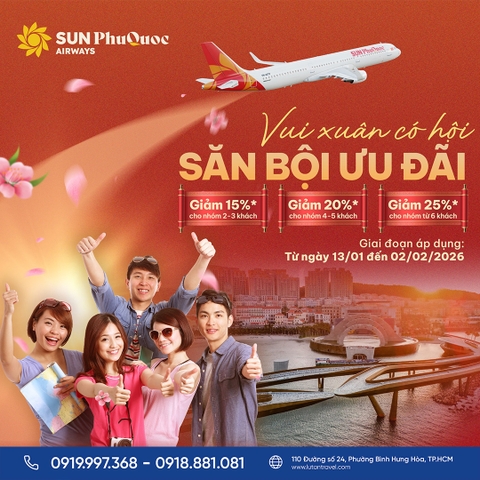 Ưu Đãi Bay Nhóm Sun PhuQuoc Airways Tết Bính Ngọ 2026