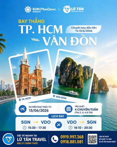 Sun PhuQuoc Airways mở bay TP.HCM Vân Đồn 2026