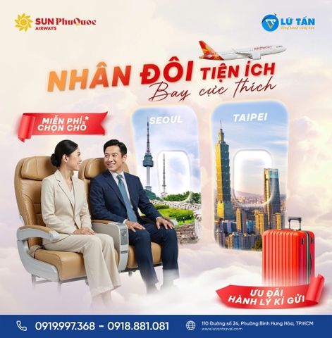 Sun PhuQuoc Airways Ưu Đãi Bay Hàn Quốc 2026: Miễn Phí Chọn Ghế