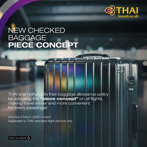 Thai Airways 2026: Áp dụng Quy định Hành lý Mới Theo Hệ Kiện (Piece Concept)