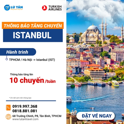 Turkish Airlines Tăng Chuyến Bay Hà Nội/TPHCM - Istanbul