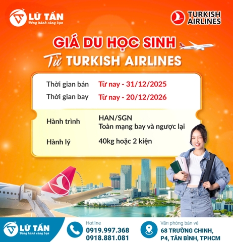Ưu Đãi Dành Cho Du Học Sinh Từ Turkish Airlines