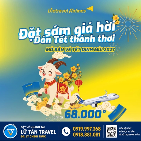 Vietravel Airlines mở bán vé Tết 2027 từ 68K