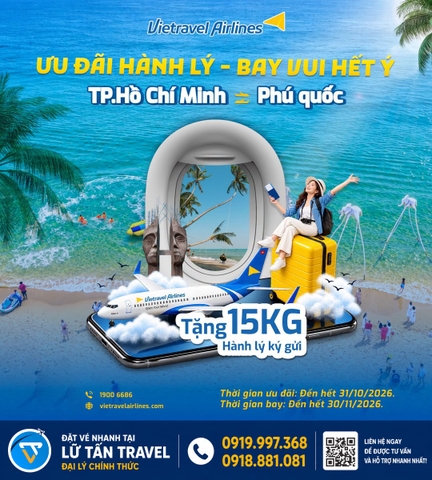 Vietravel tặng 15kg hành lý TP.HCM – Phú Quốc