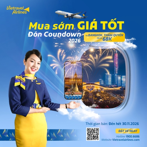 Vietravel Airlines: vé quốc tế từ 68K, nội địa từ 18K