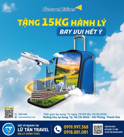 Vietravel tặng 15kg hành lý đi Hải Phòng, Thanh Hóa