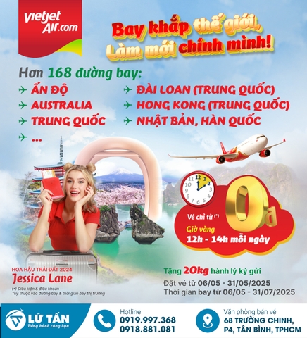 Vietjet tặng hành lý ký gửi miễn phí – Vi vu quốc tế thảnh thơi hè 2025