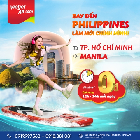 Vietjet 2025: Mở đường bay thẳng TP.HCM - Manila, giá vé từ 0 đồng