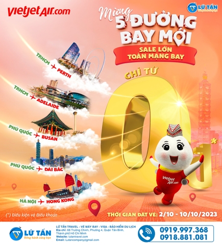 VI VU 0Đ VỚI 5 ĐƯỜNG BAY MỚI TOANH CỦA VIETJET