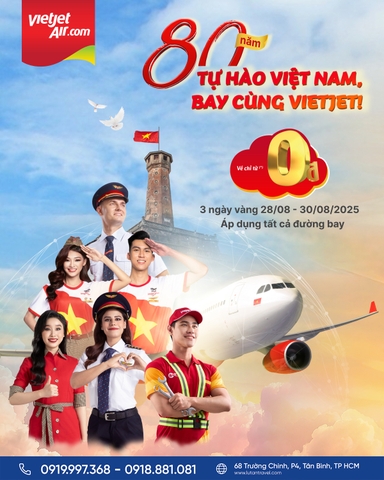 Săn vé 0 đồng cho tất cả đường bay nội địa & quốc tế Vietjet 2025