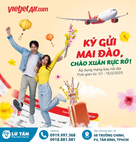 Ký gửi Mai đào, Xuân rực rỡ cùng Vietjet Air