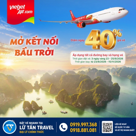 Vietjet giảm 40% giá vé trong 3 ngày vàng