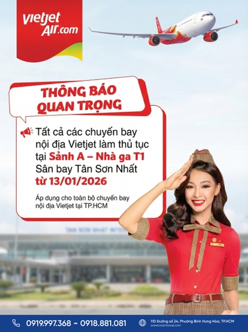 Vietjet 2026: Thay Đổi Sảnh Làm Thủ Tục Nội Địa Tại Sân Bay Tân Sơn Nhất