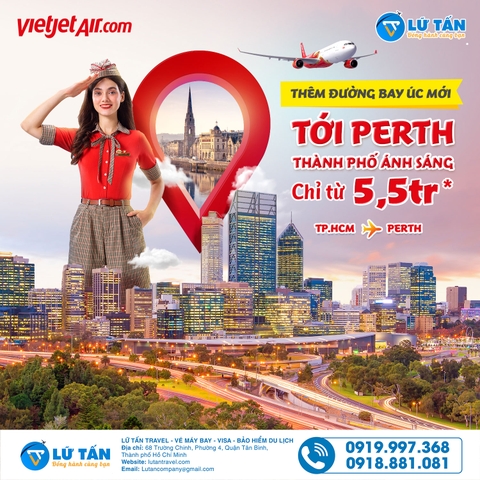 Vietjet mở bay mới thẳng từ TP. Hồ Chí Minh - Perth (Úc)