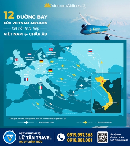 Vietnam Airlines khai thác đường bay Châu Âu mới nhất 2026