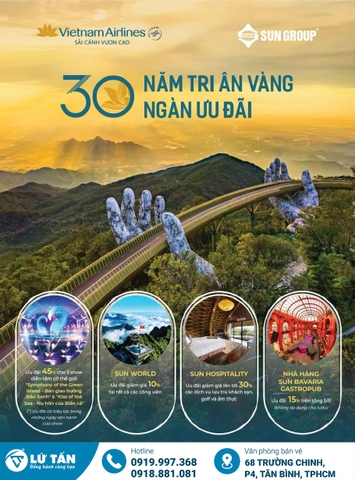 Ưu đãi Vietnam Airlines & Sun Group 30 năm tri ân 2025