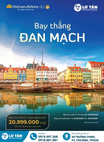 Bay thẳng Copenhagen 2025 cùng Vietnam Airlines giá ưu đãi