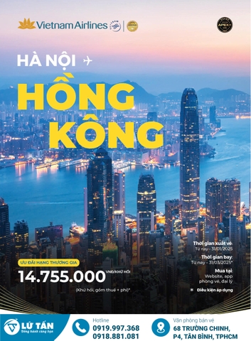 ƯU ĐÃI VÉ THƯƠNG GIA HÀ NỘI - HONGKONG CÙNG VIETNAM AIRLINES