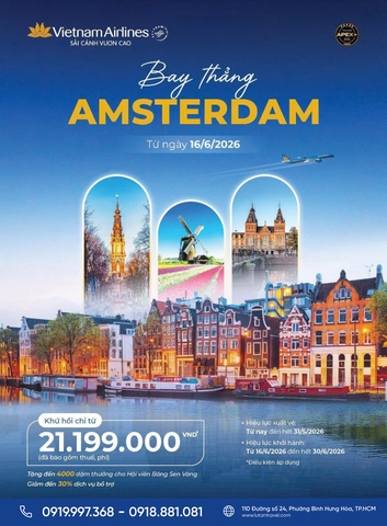 Vé Máy Bay Thẳng Hà Nội Amsterdam Vietnam Airlines 2026