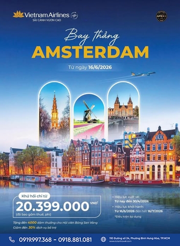 Bay Thẳng Hà Nội Amsterdam Vietnam Airlines 2026