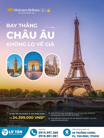 Bay thẳng Châu Âu giá tốt cùng Vietnam Airlines 2025