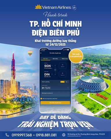 Vietnam Airlines 2026: Khai trương Đường bay thẳng TP.HCM – Điện Biên chỉ từ 1.099k