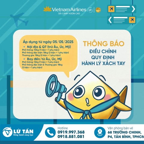 Vietnam Airlines điều chỉnh quy định hành lý xách tay từ ngày 05/05/2025