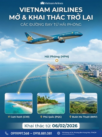 Vietnam Airlines mở lại đường bay Hải Phòng - Cam Ranh / Phú Quốc / Buôn Ma Thuột 2026 Mới Nhất
