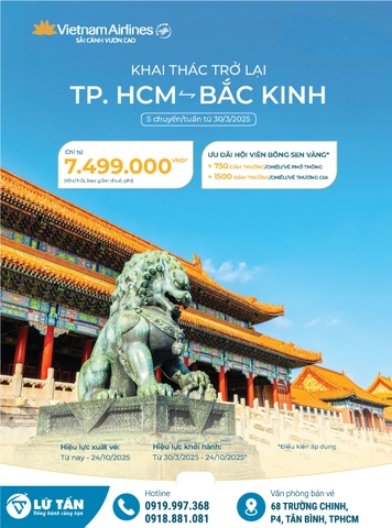 Bay Thẳng TP.HCM – Bắc Kinh Cùng Vietnam Airlines