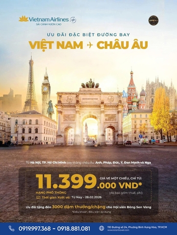 Vé Máy Bay Đi Châu Âu Vietnam Airlines 2026 Giá Tốt Nhất