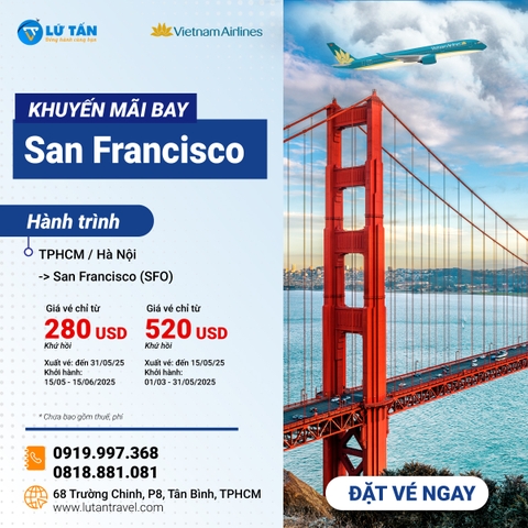 Ưu Đãi Vé Máy Bay Đi Mỹ Từ Vietnam Airlines