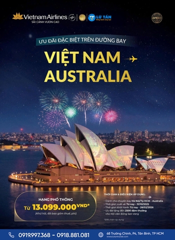 Vietnam Airlines 2026: Vé khứ hồi đi Úc chỉ từ 13.099K