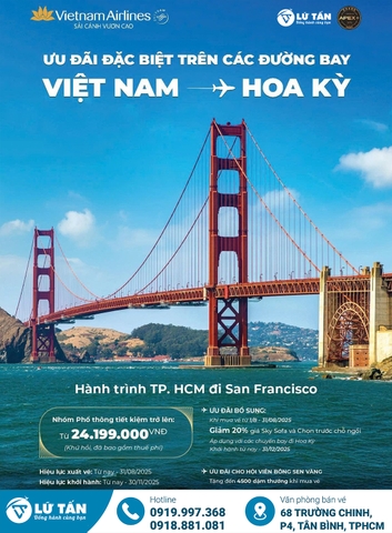 Ưu đãi TP.HCM đi Mỹ 2025 cùng Vietnam Airlines