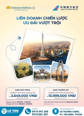 Vietnam Airlines 2025: Liên doanh China Southern, bay Trung Quốc ưu đãi