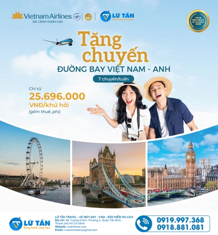 Vietnam Airlines tăng tần suất bay Việt Nam - Anh Quốc chỉ từ 25.696.000 VND