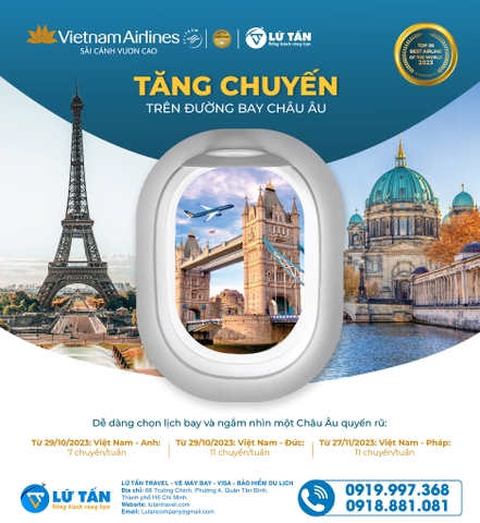 Vietnam Airlines tăng chuyến bay đi Châu Âu, thêm lựa chọn cho chuyến đi của bạn