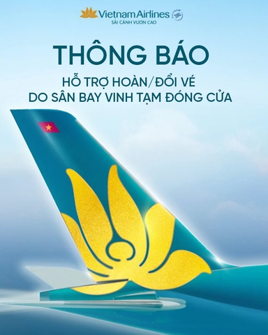 Vietnam Airlines hỗ trợ vé khi sân bay Vinh đóng cửa 2025