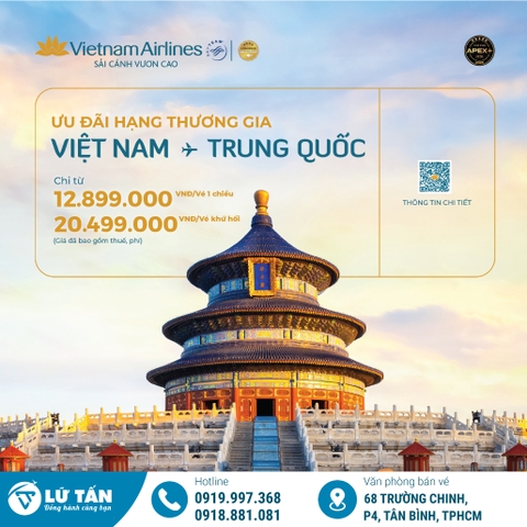 Khuyến Mãi Hạng Thương Gia Vietnam Airlines Đi Trung Quốc