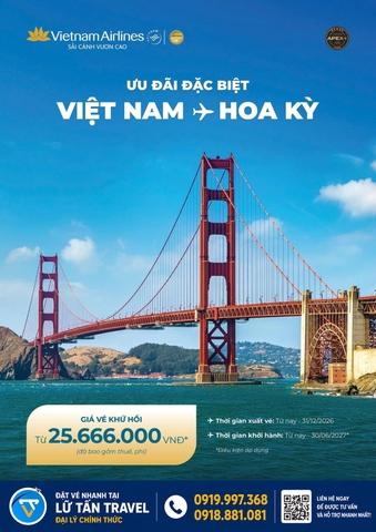 Vietnam Airlines vé Mỹ từ 25.666.000 đồng
