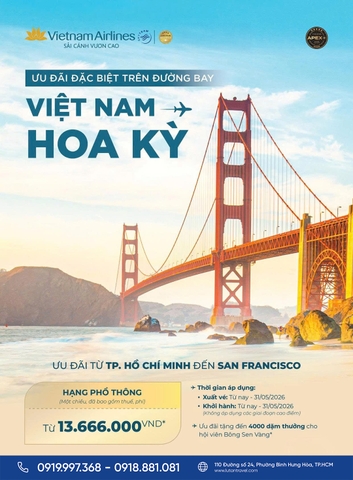 Vé Máy Bay Đi San Francisco hãng Vietnam Airlines 2026 Giá Ưu Đãi Nhất