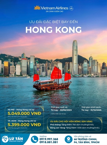 Ưu đãi vé máy bay Vietnam Airlines đi Hong Kong 2025