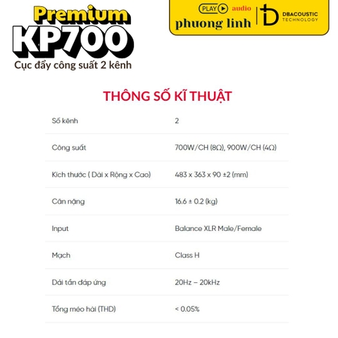 thông số kĩ thuật DBacoustic KP700