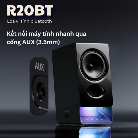 Các cổng kết nối AUX trên thân loa Edifier R20bt.