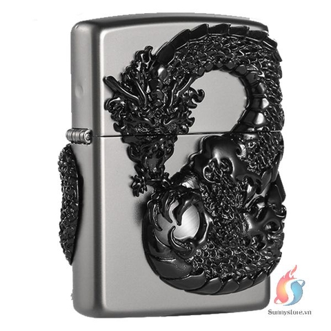 Zippo ốp Emblem hình Rồng Đen