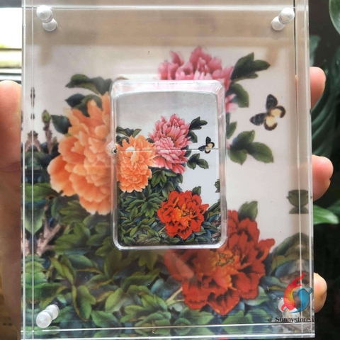 Bật Lửa Zippo Sơn Tĩnh Điện Hoa Mẫu Đơn